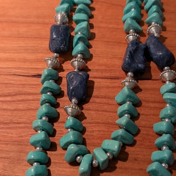 Turquoise chunky necklace 43" in length - Picture 1 of 8